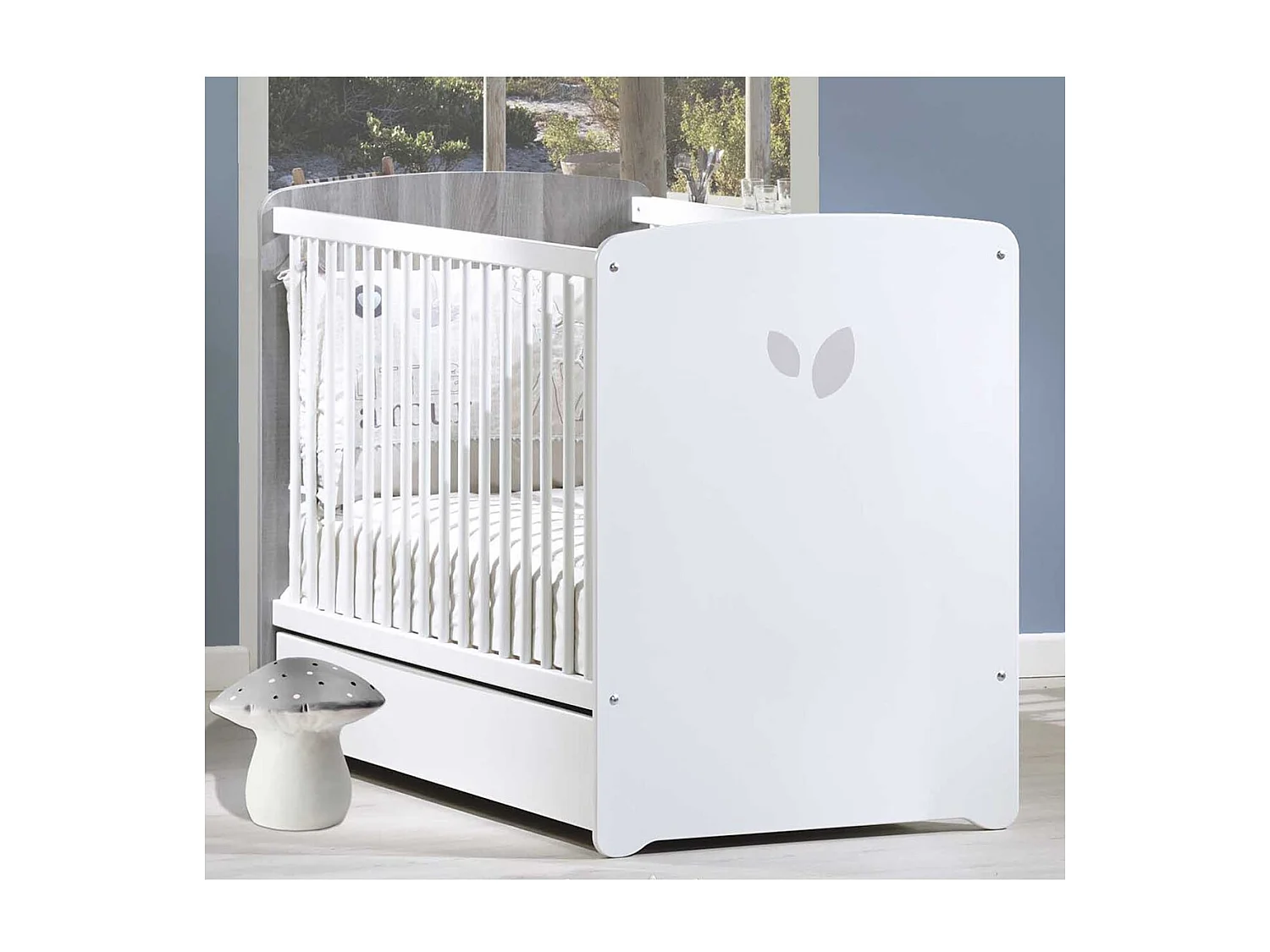 Lettino serigrafato in legno grigio 120x60