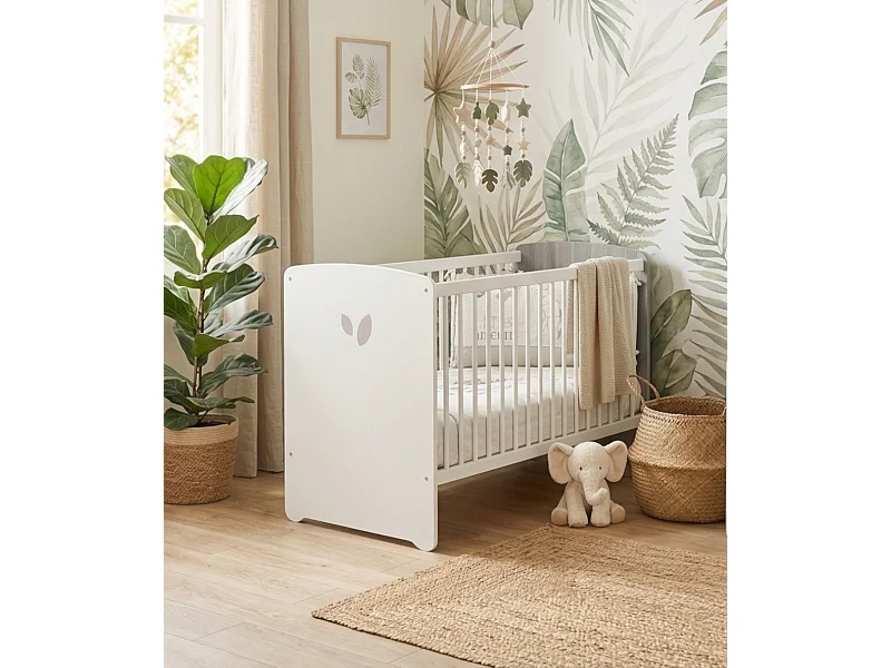 Lettino serigrafato in legno grigio 120x60