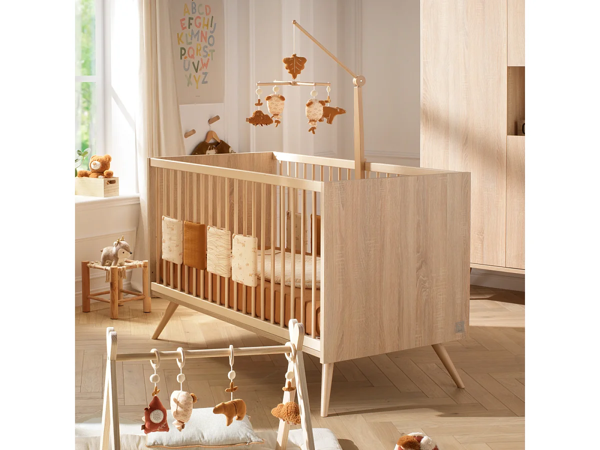 Lit bébé évolutif 140x70cm en bois marron SEVENTIES - Sauthon