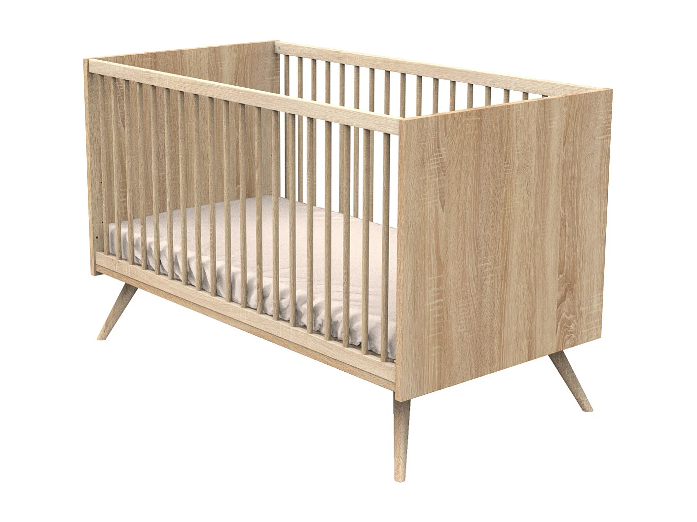 Lit bébé évolutif 140x70cm en bois marron SEVENTIES - Sauthon