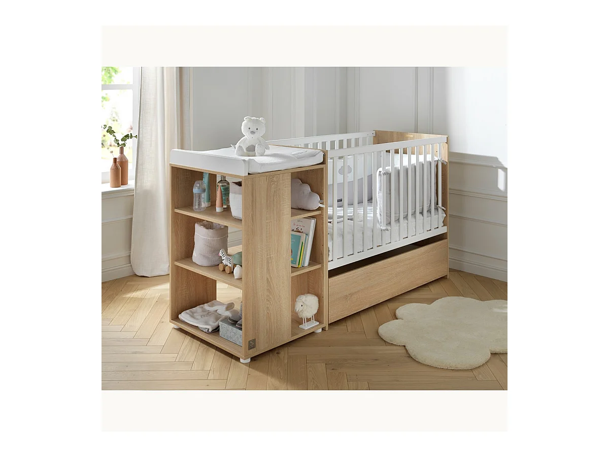 Cama combinada 120x60cm convertible en 90x190cm