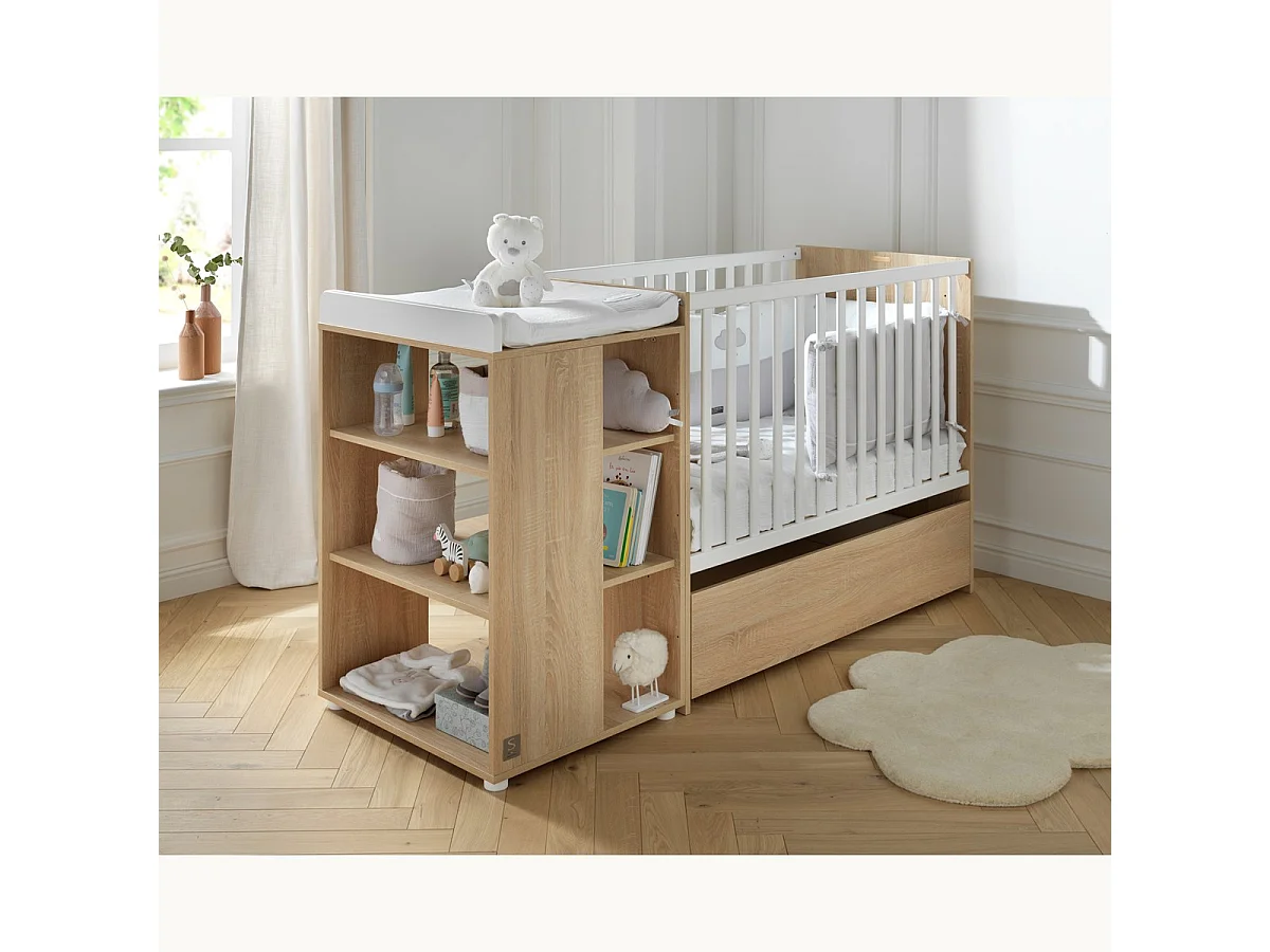 Cama combinada 120x60cm convertible en 90x190cm