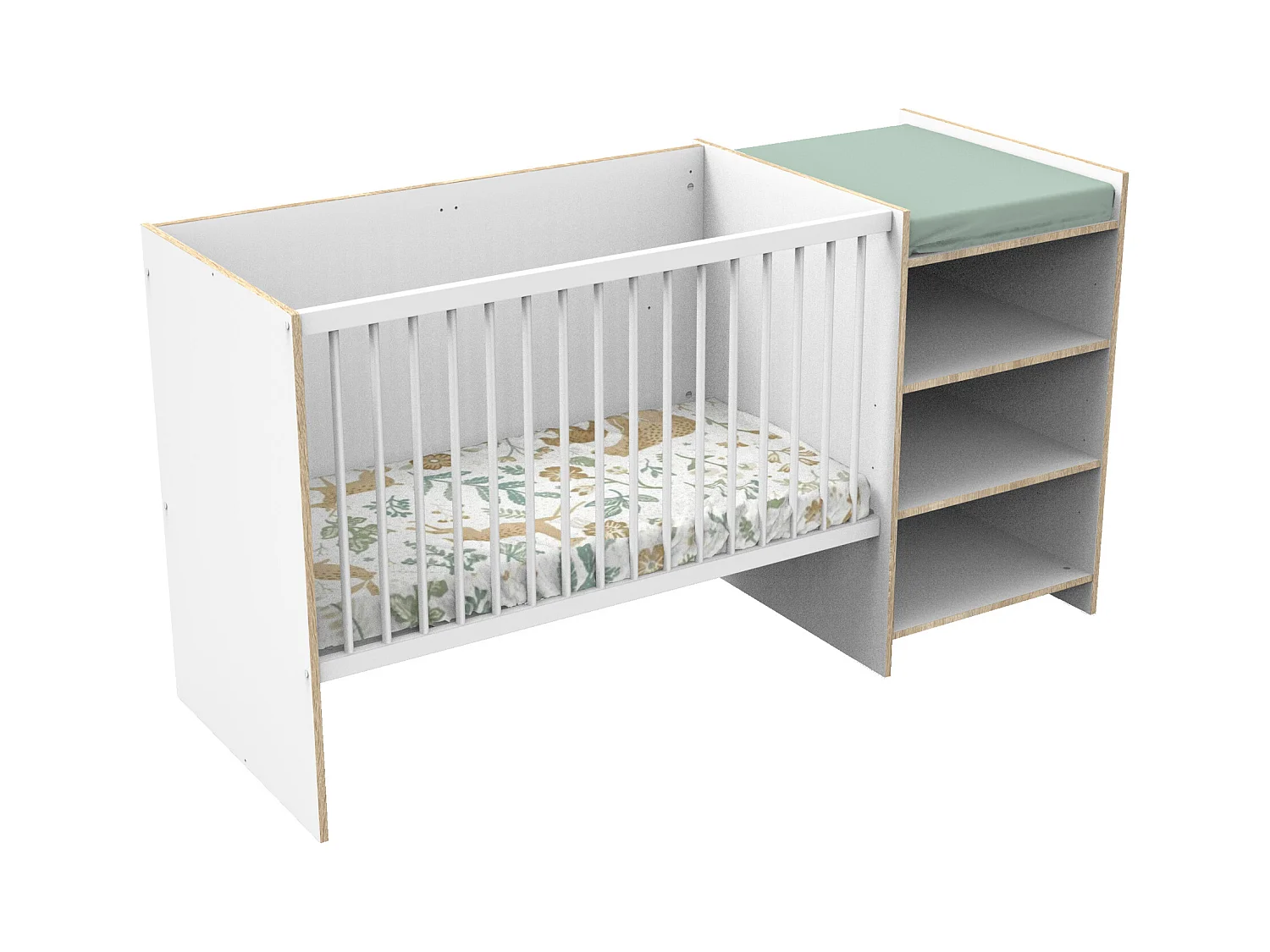 Lit bébé combiné 120x60 évolutif en 90x190 en bois blanc FIRST - BabyPrice