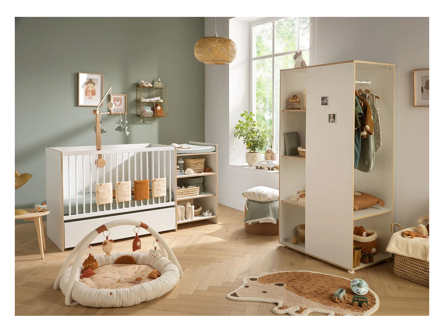 Lit bébé combiné 120x60 évolutif en 90x190 en bois blanc FIRST - BabyPrice