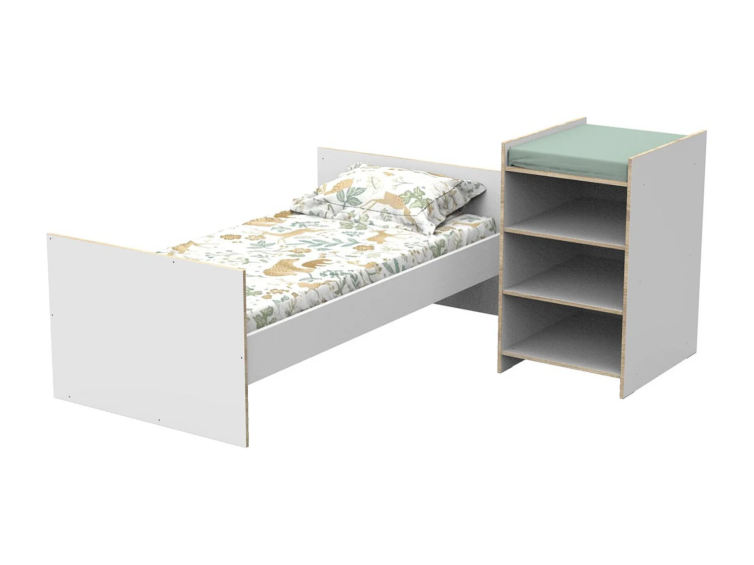 Lit bébé combiné 120x60 évolutif en 90x190 en bois blanc FIRST - BabyPrice