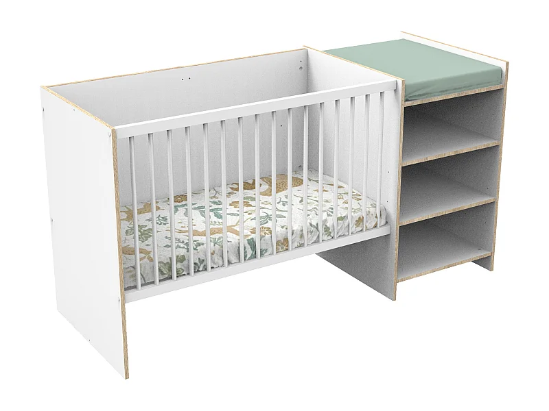 Cama de madera blanca 120x60 convertible en cuna 90x190