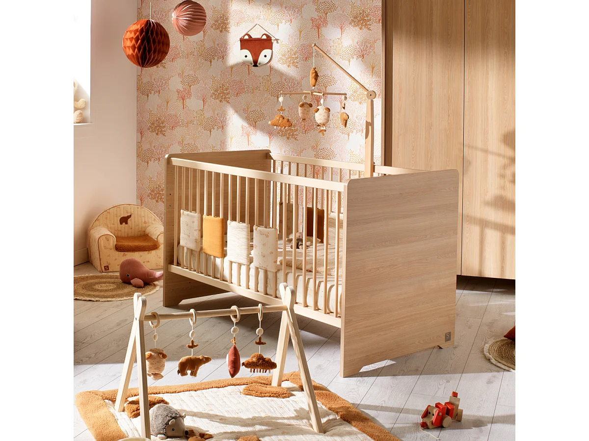 Lit évolutif 140x70 - Little Big Bed en bois décor chêne miel CANNELLE - Sauthon