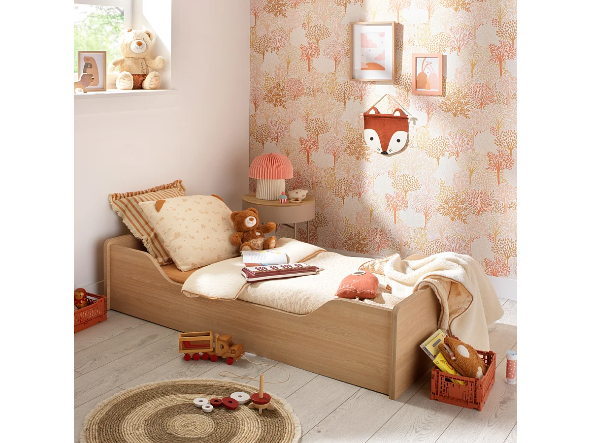 Lit évolutif 140x70 - Little Big Bed en bois décor chêne miel CANNELLE - Sauthon