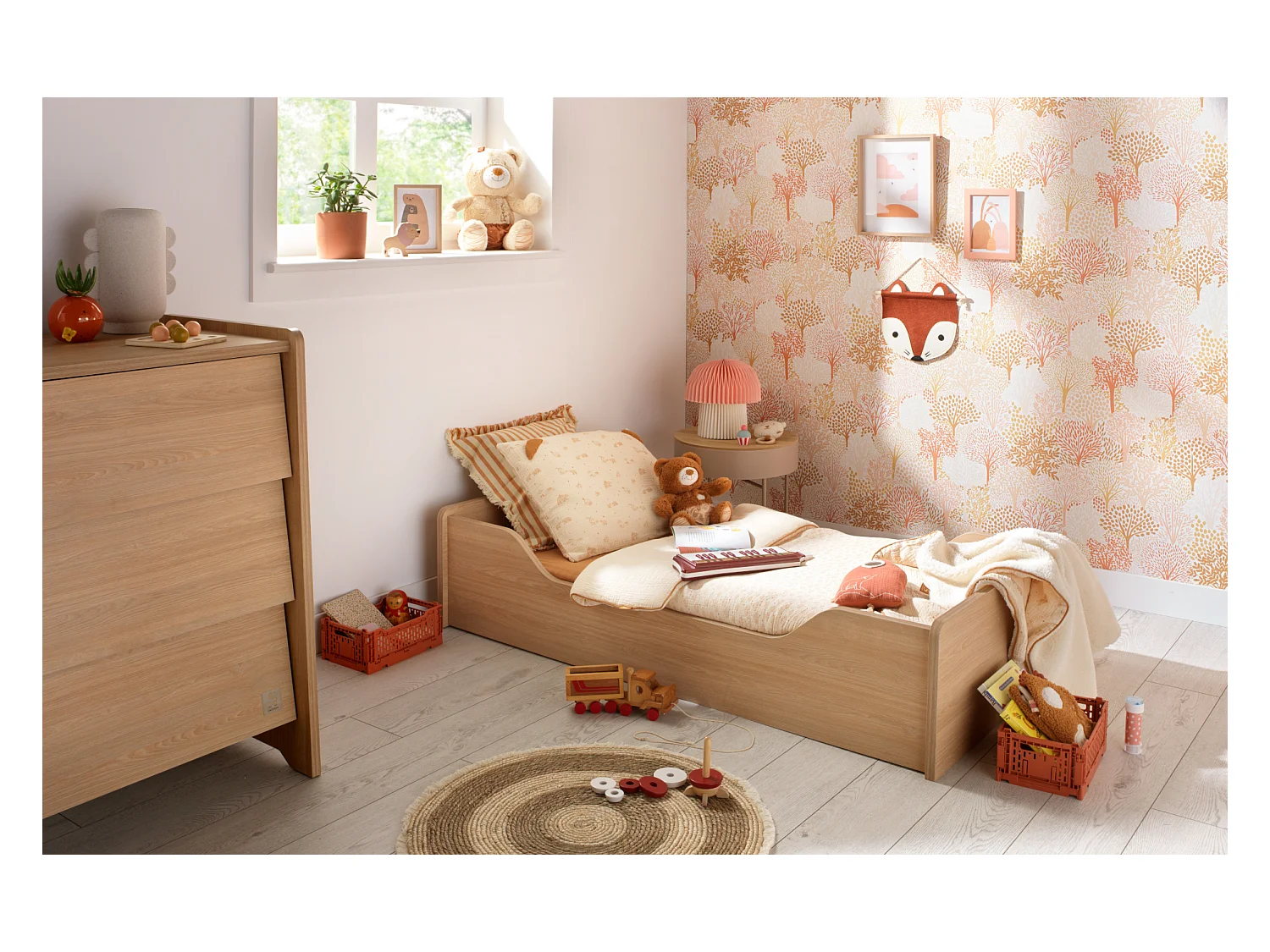 Lit évolutif 140x70 - Little Big Bed en bois décor chêne miel CANNELLE - Sauthon