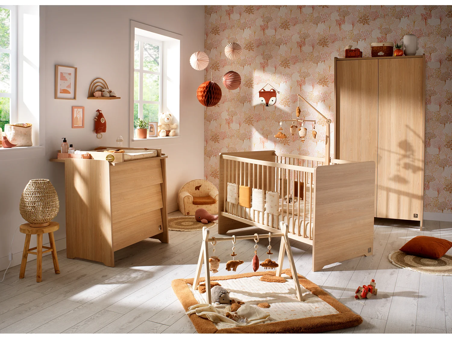 Cuna 140x70 - Little Big Bed en madera, decoración roble miel