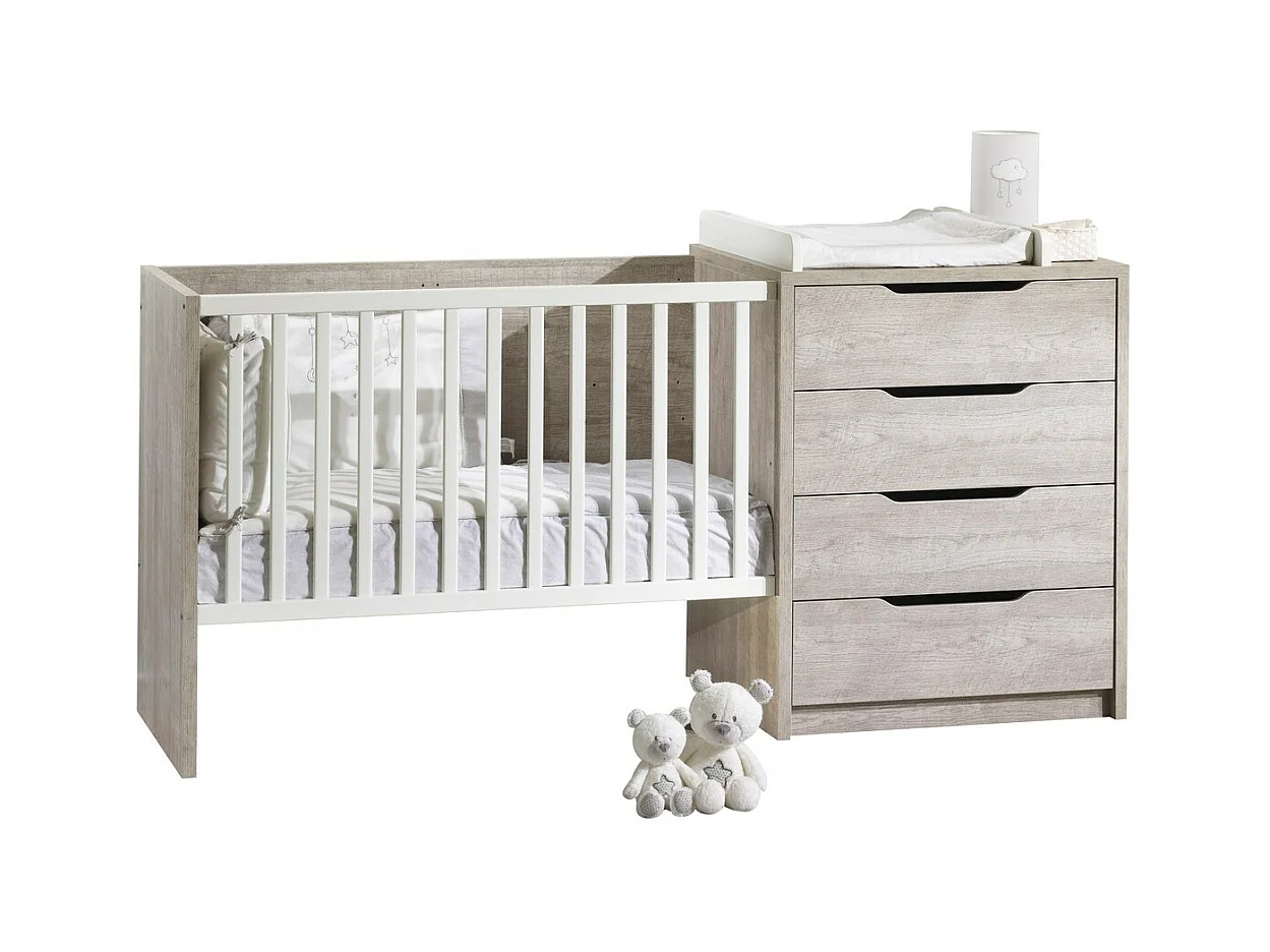 Cama convertible de madera blanca 120x60