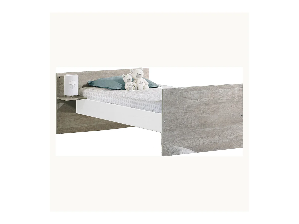 Lit combiné 120x60 évolutif en bois blanc LOFT - Sauthon