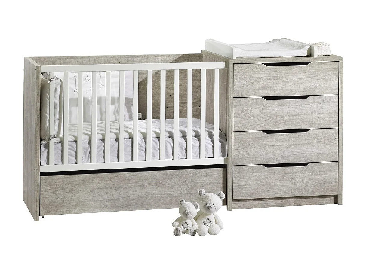 Cama convertible de madera blanca 120x60