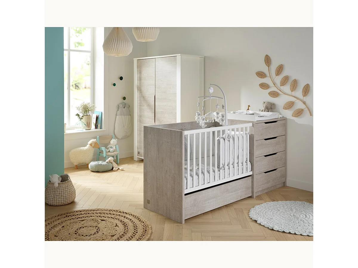 Cama convertible de madera blanca 120x60