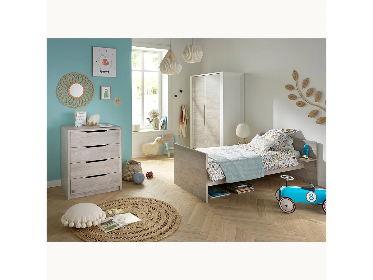 Cama convertible de madera blanca 120x60