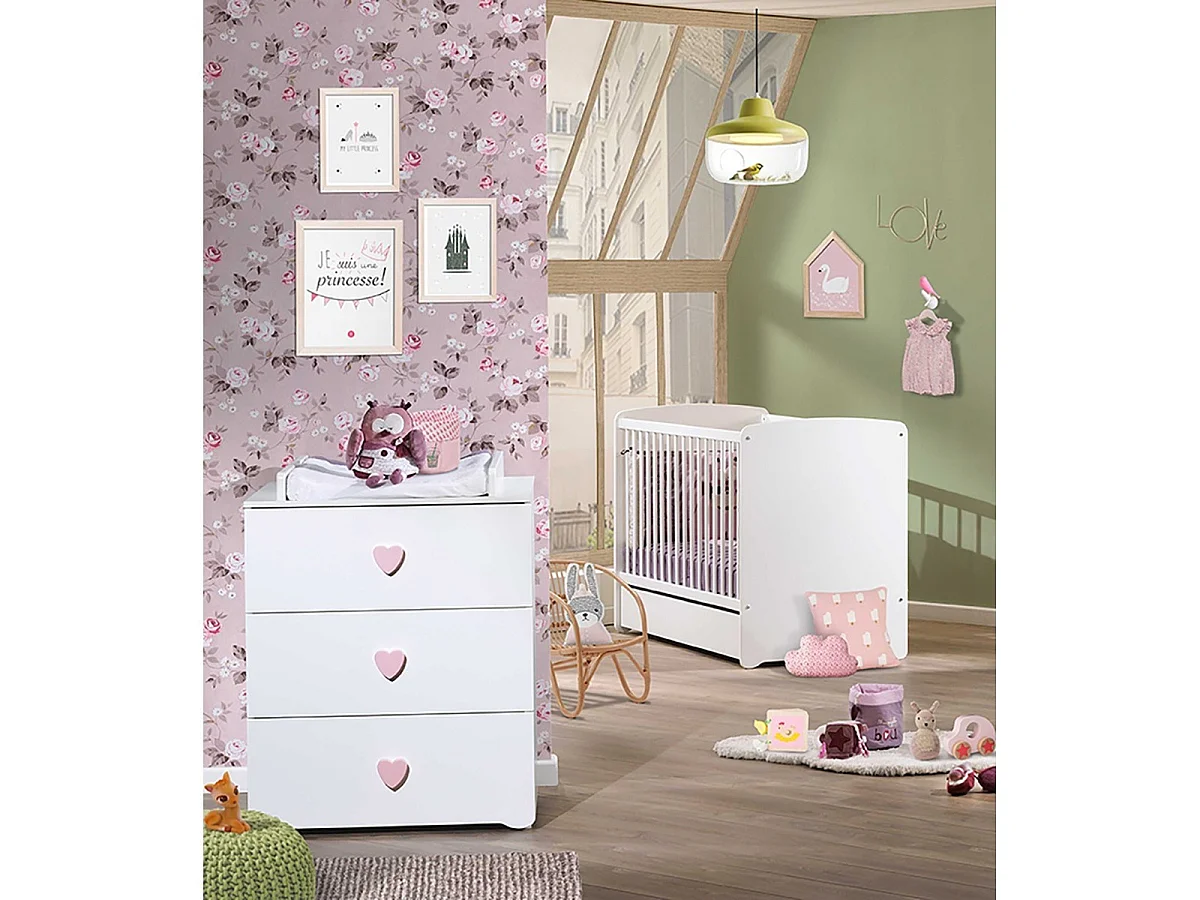 Conjunto de muebles para bebé con cuna 120x60?cm y cómoda con cambiador