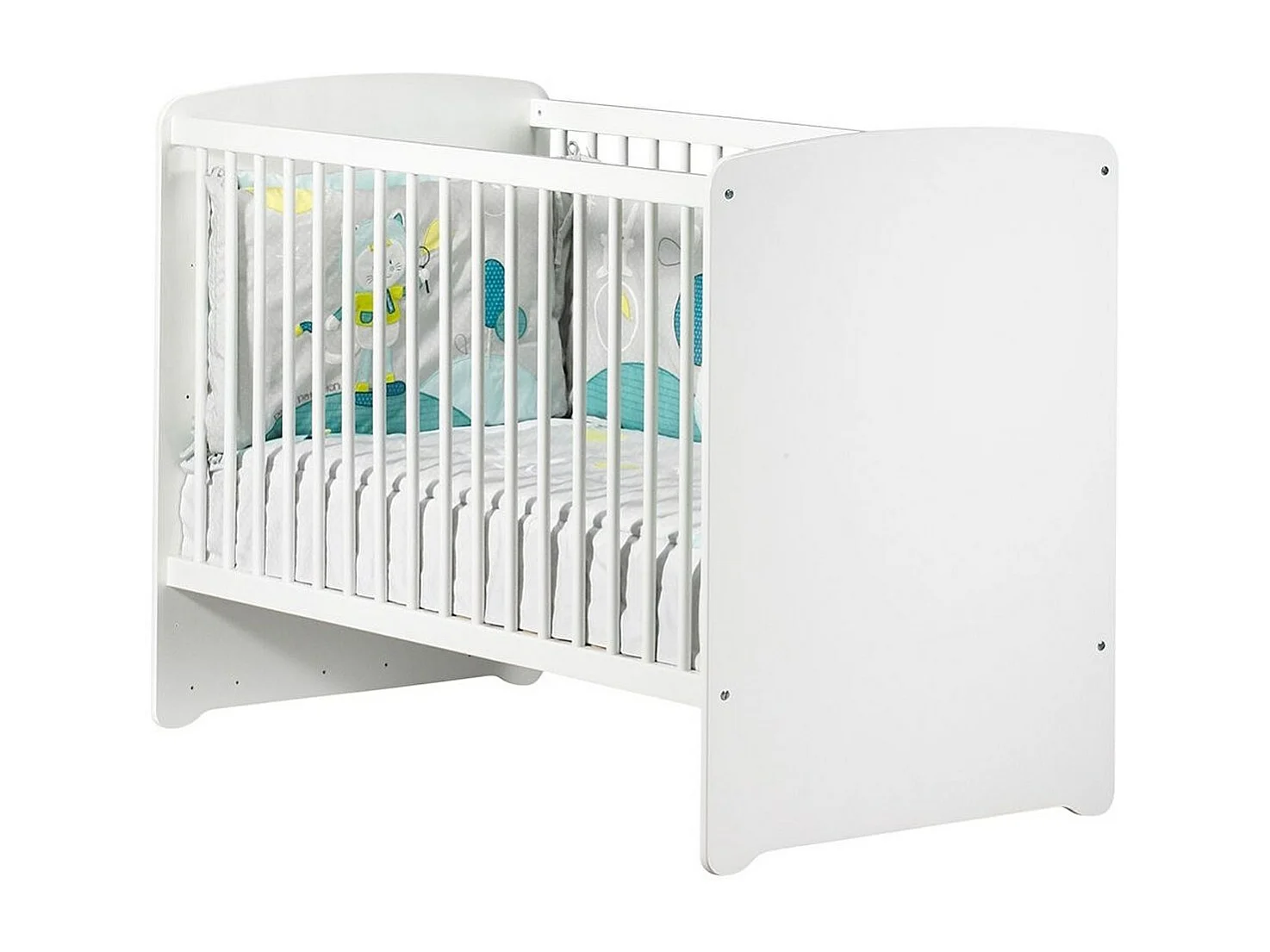 Chambre complète bébé avec lit 120x60cm, commode à langer et armoire 2 portes BASIC - BabyPrice