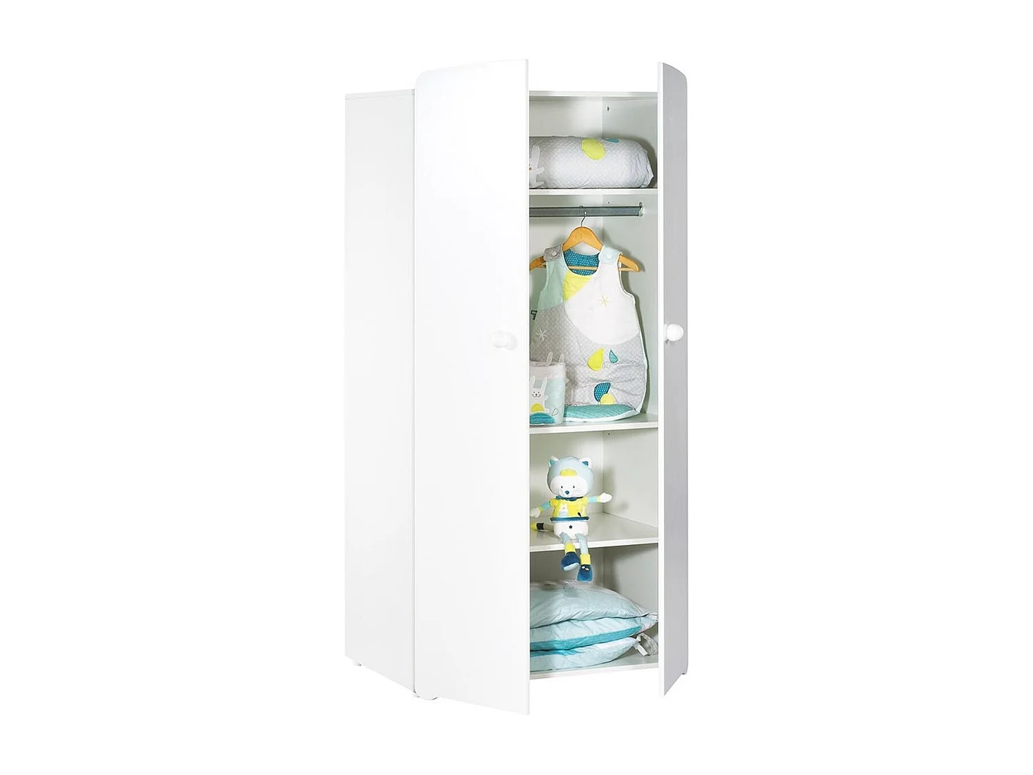 Chambre complète bébé avec lit 120x60cm, commode à langer et armoire 2 portes BASIC - BabyPrice