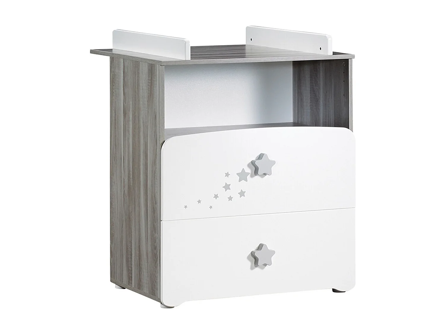 Chambre duo lit et Commode et une niche en bois blanc NAO - BabyPrice