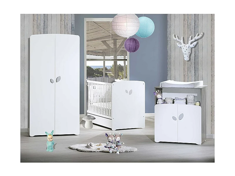 Letto trio e coprifasciatoio in legno bianco