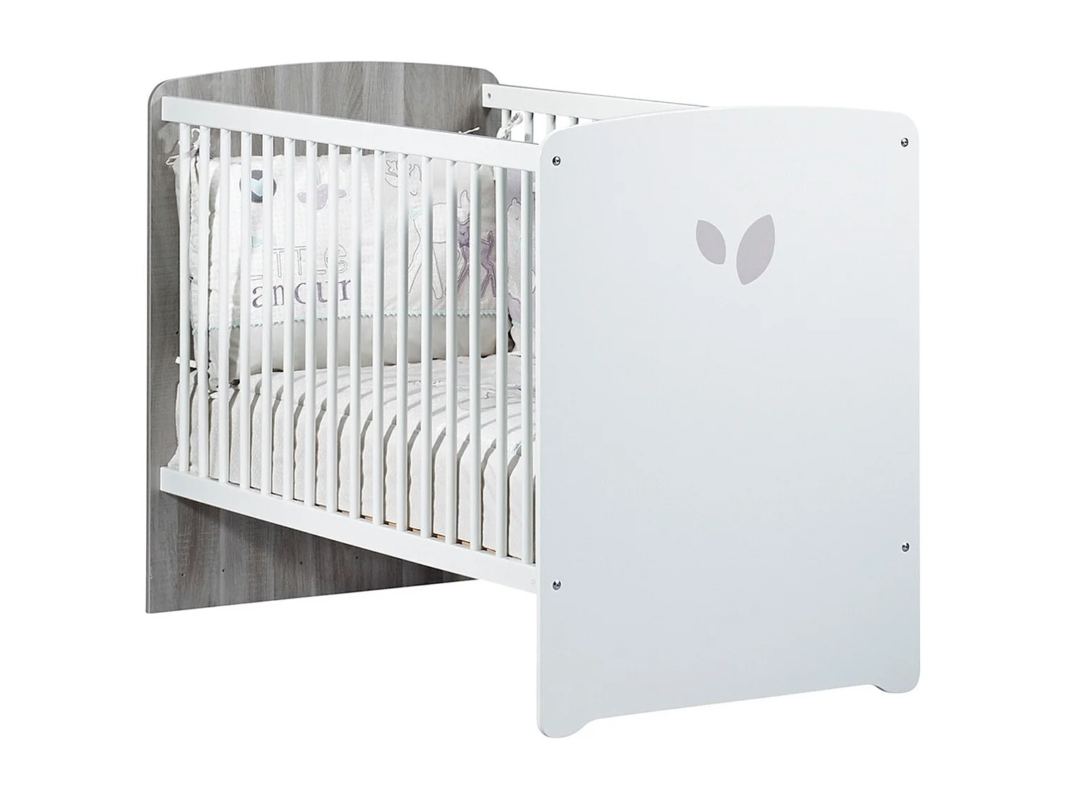 Chambre trio lit, Commode à langer et Armoire en bois blanc LEAF - BabyPrice