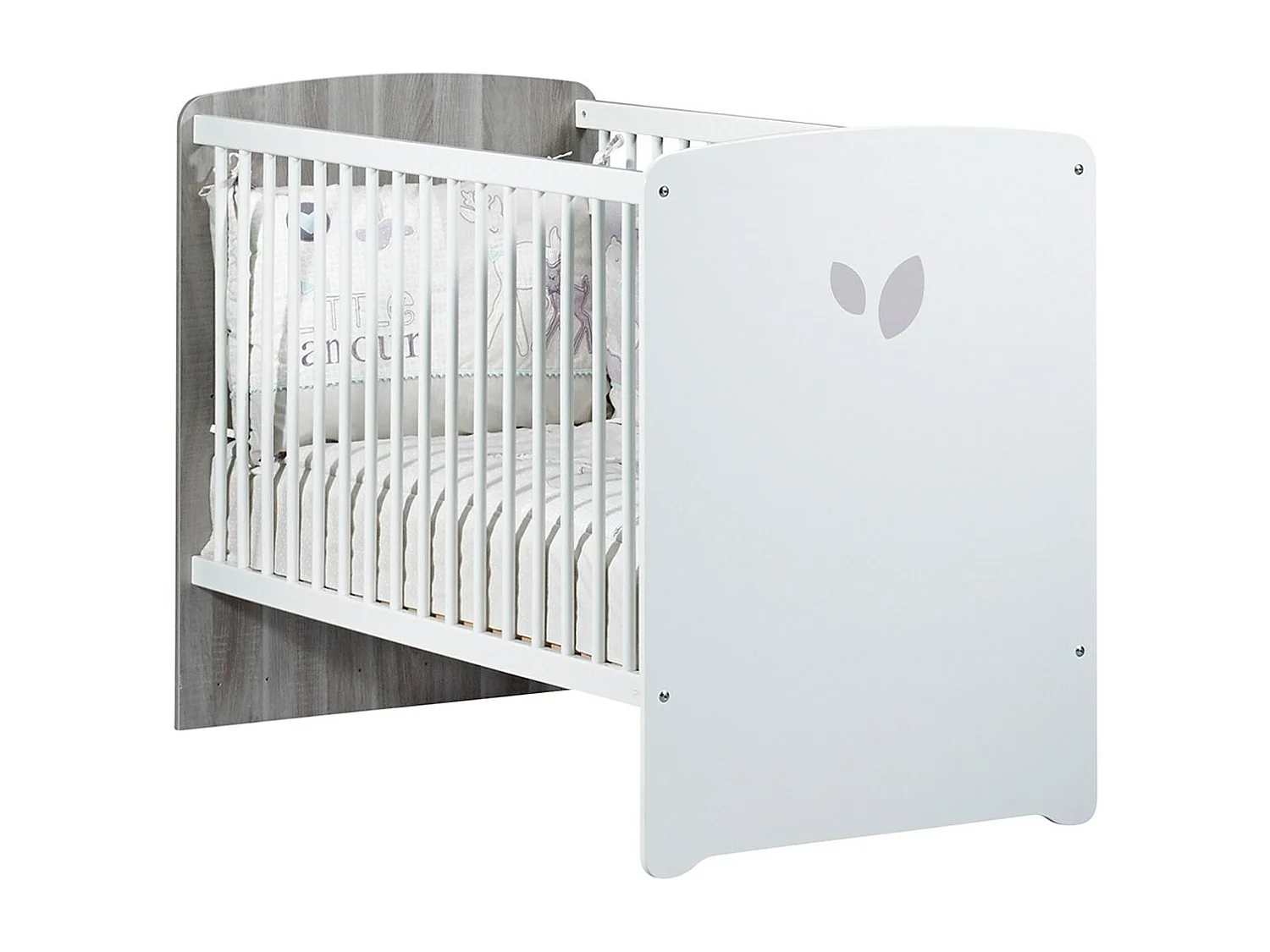 Chambre duo lit et Commode à langer en bois blanc LEAF - BabyPrice