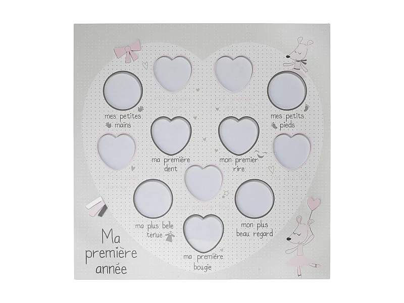 Pell-mell 12 foto in legno a forma di cuore