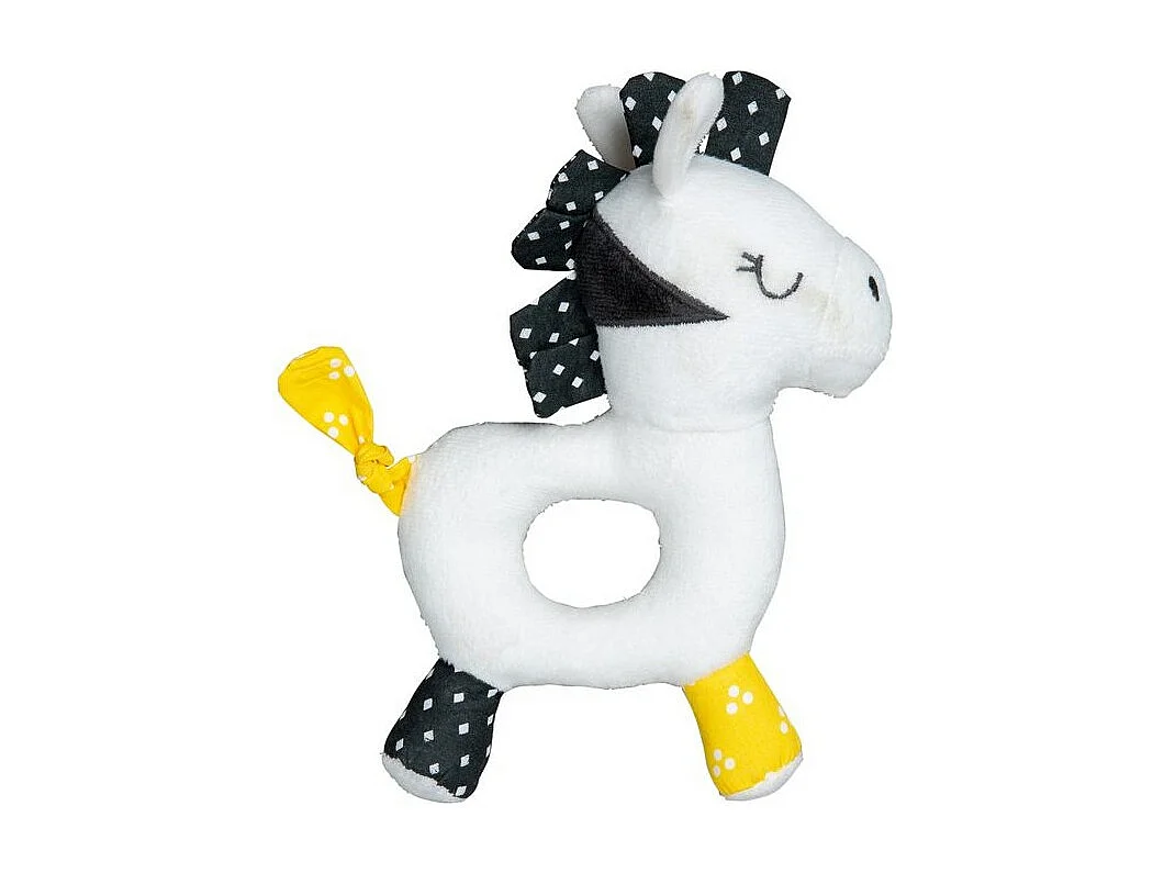 Hochet en velours blanc PLUCHE ET POMPON - Sauthon