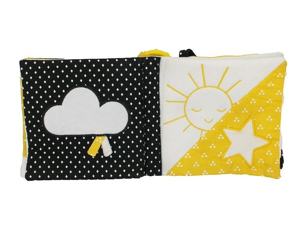 Livre d'eveil en velours blanc PLUCHE ET POMPON - Sauthon