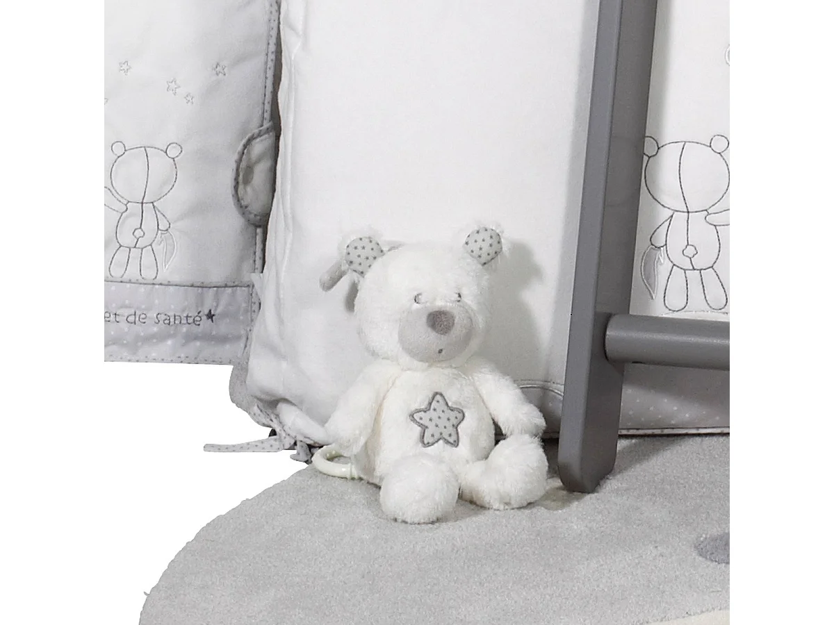 Peluche Mini Musical Ours en velours blanc CELESTE - Sauthon