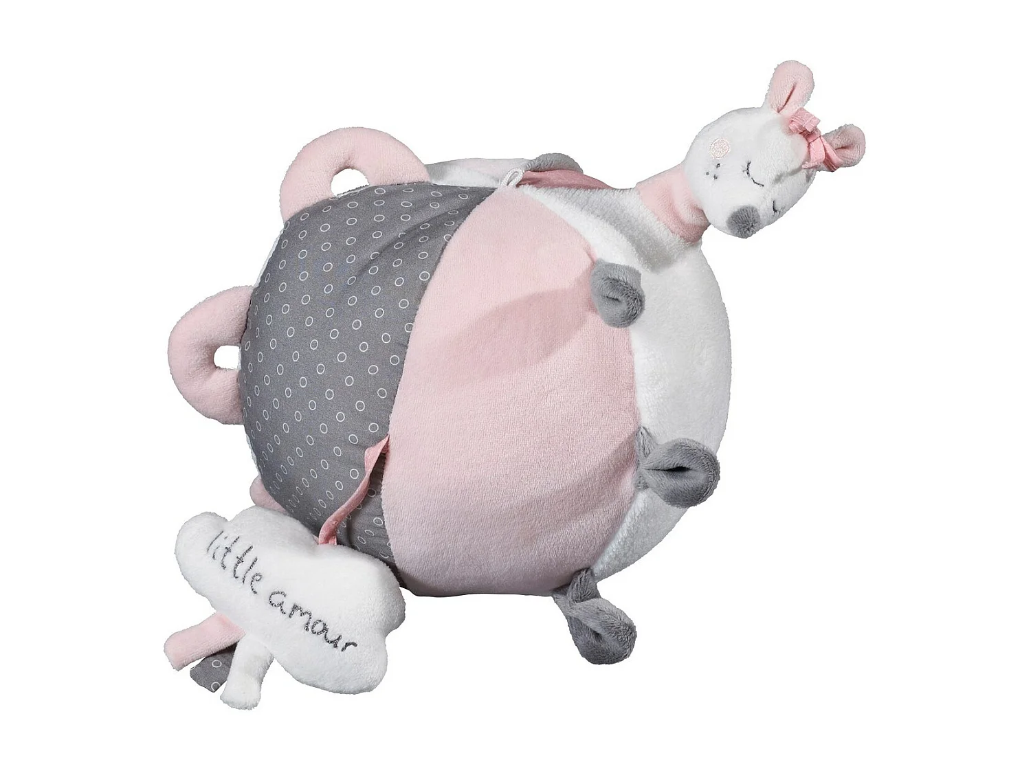 Balle d'activité bébé en velours Rose LILIBELLE - Sauthon