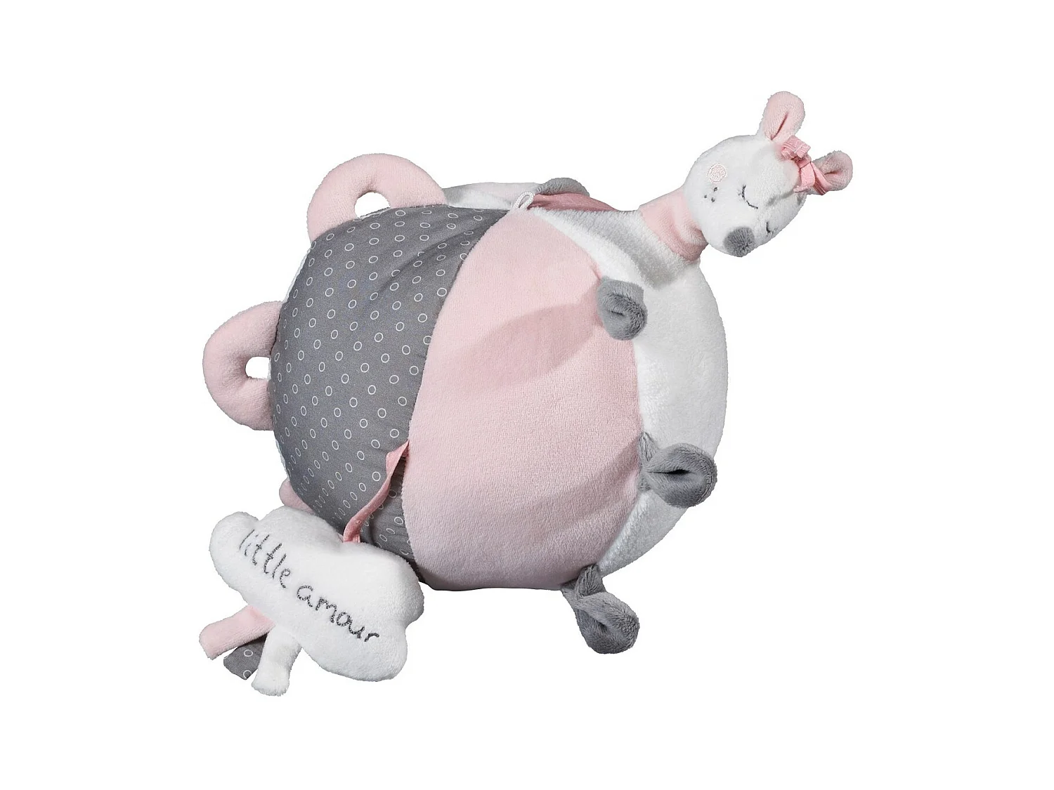 Pelota de actividades de terciopelo rosa para bebés