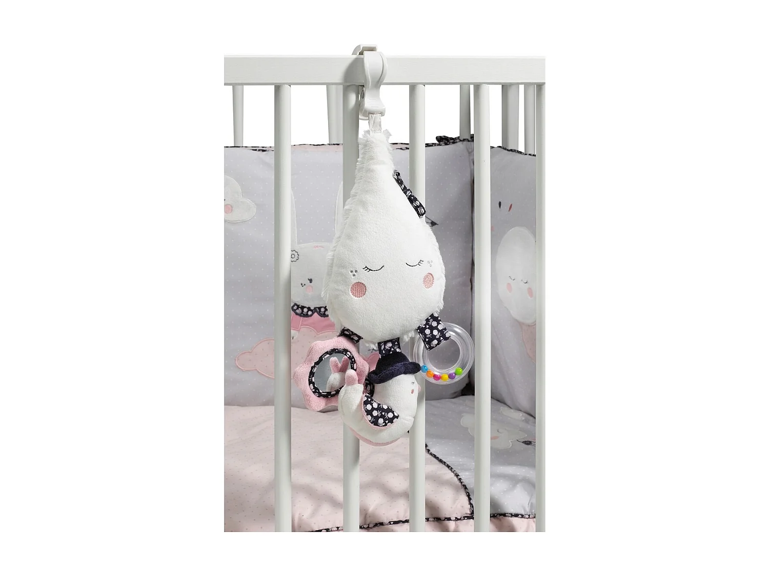 Jouet d'activités avec pinces en velours blanc MISS FLEUR DE LUNE - Sauthon