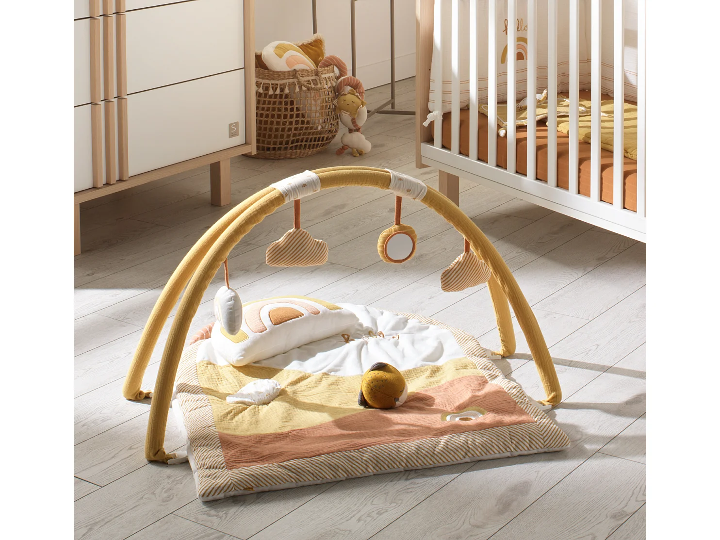 Tapis d'éveil 74x89x50cm en velours Jaune SUNLIGHT - Sauthon