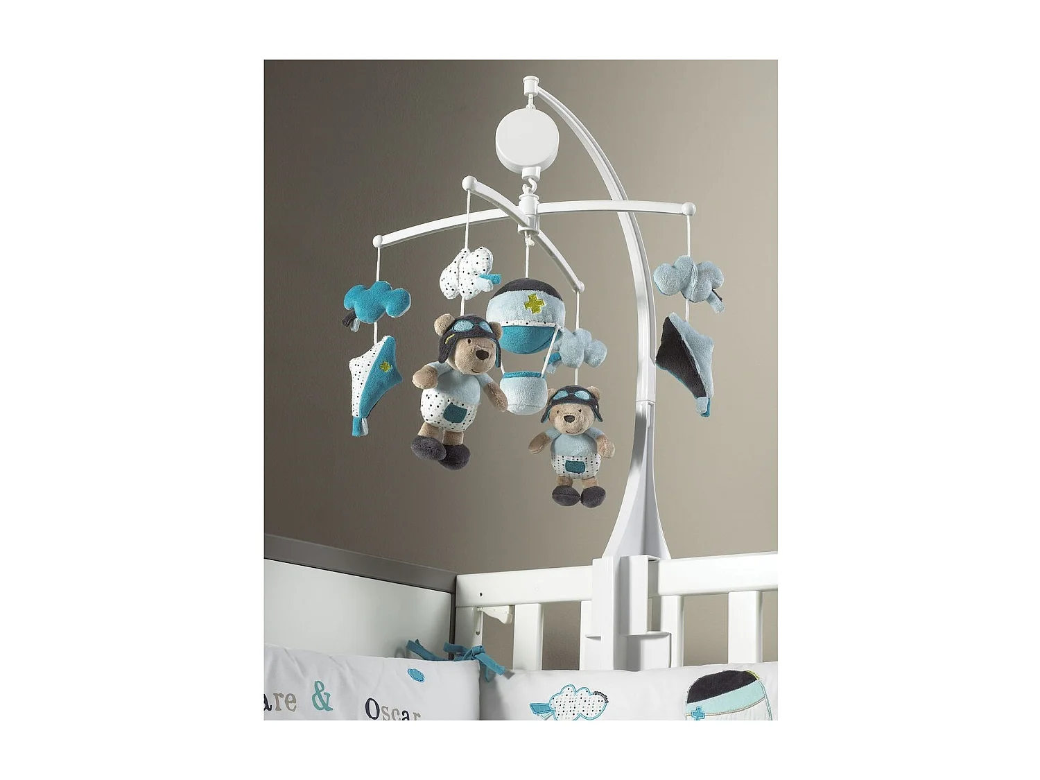 Mobile Tissu Musical en velours Bleu LAZARE - Sauthon