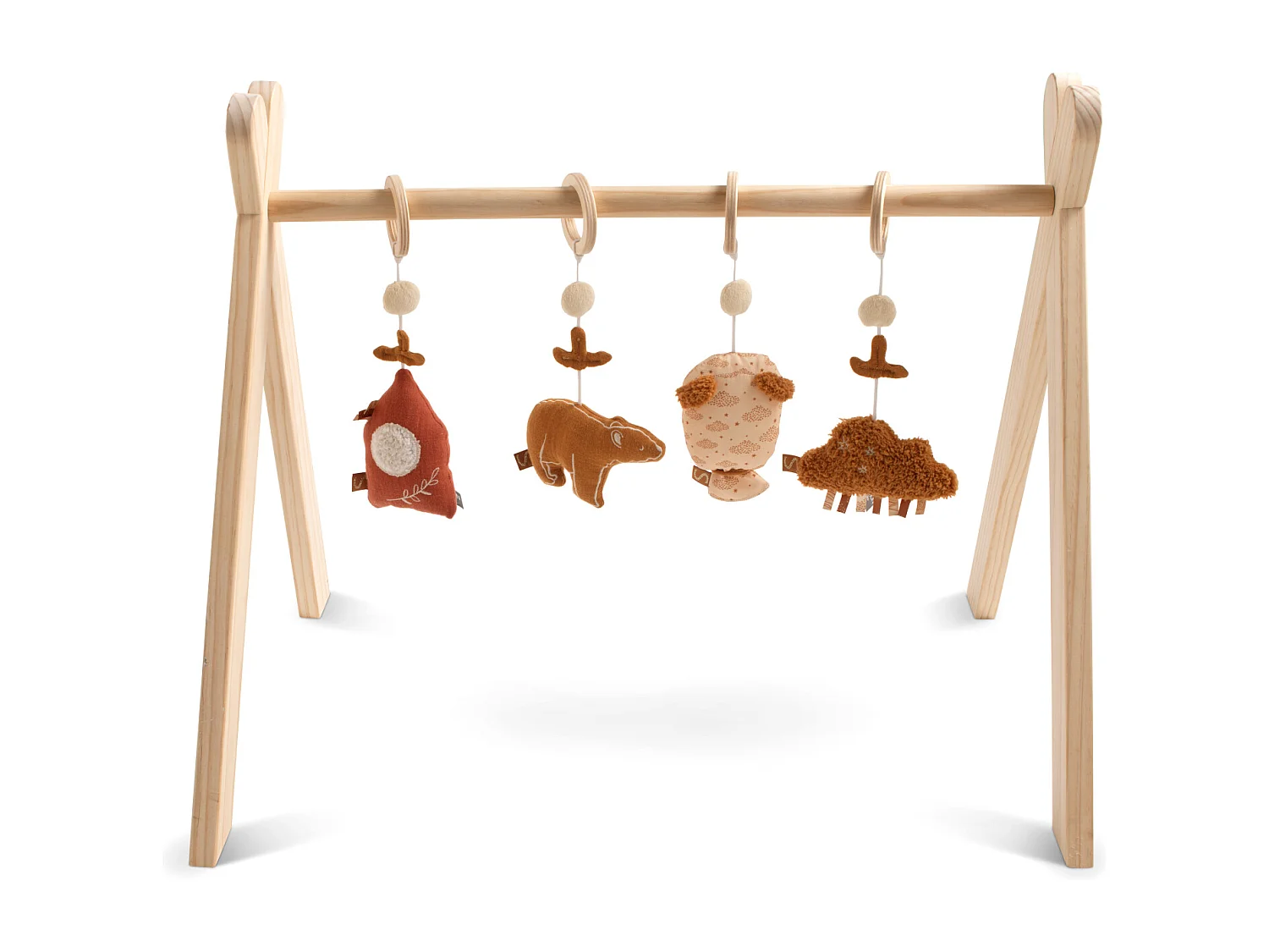 Arco de aprendizaje de madera con 4 juguetes