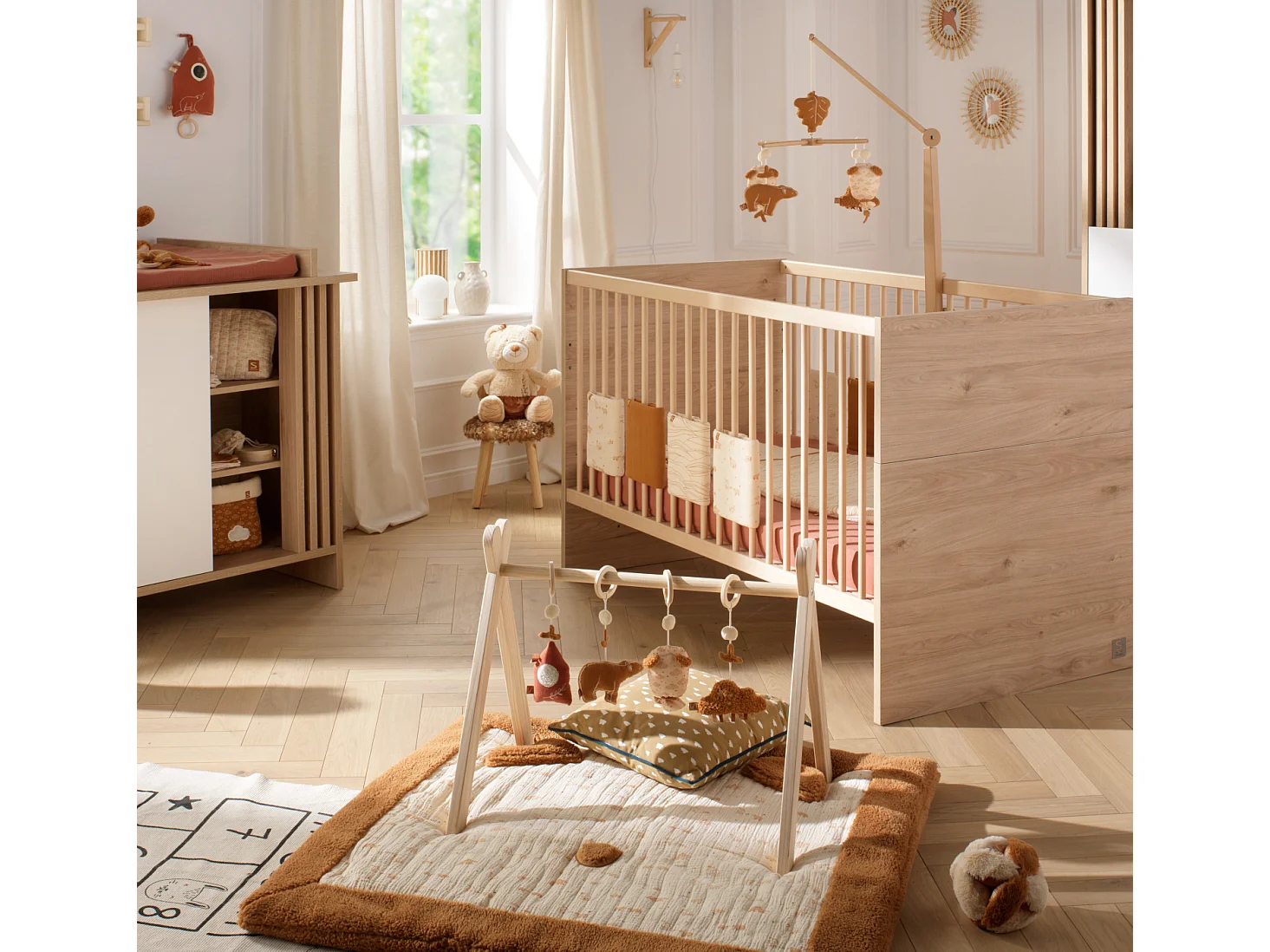 Arco de aprendizaje de madera con 4 juguetes