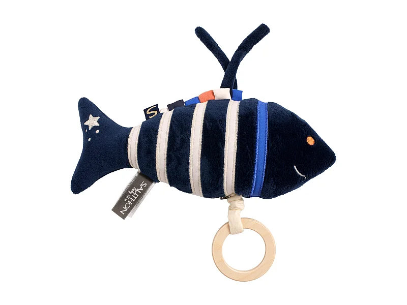 Peluche mini musical poisson en velours BABY SAILOR - Sauthon