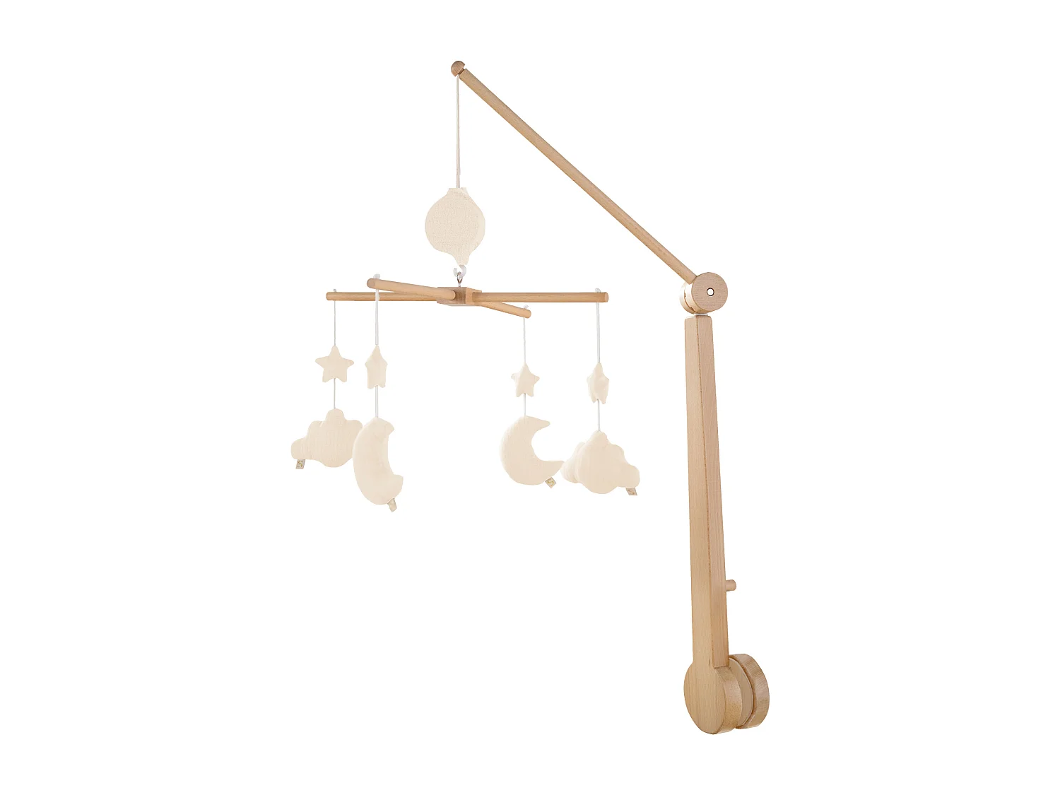 Mobile musical bébé en bois avec 4 jouets UNI VANILLA - Sauthon
