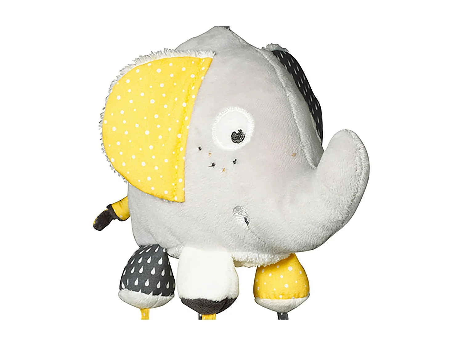 Jouet d'activités enfant Eléphant en velours gris BABYFAN - Sauthon