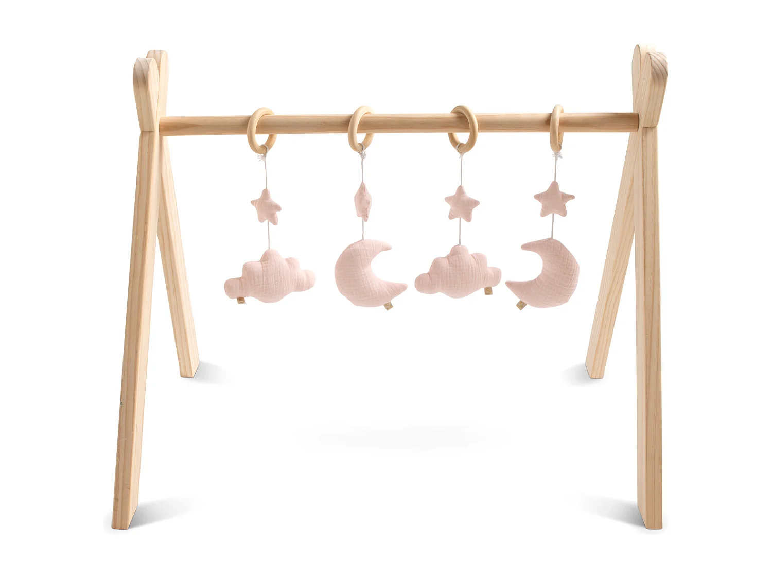 Arco de aprendizaje de madera con 4 juguetes