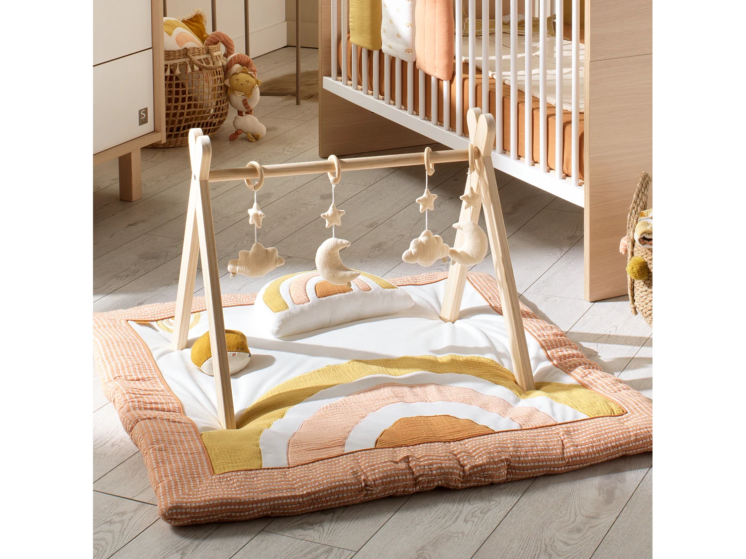 Arche d'éveil bois avec 4 jouets UNI VANILLA - Sauthon