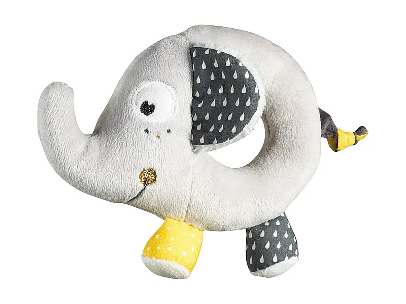 Sonajero elefante de terciopelo gris