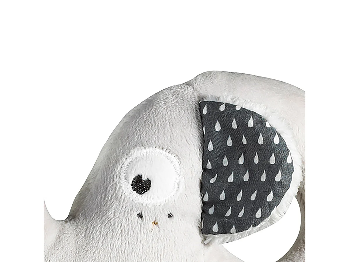 Sonajero elefante de terciopelo gris