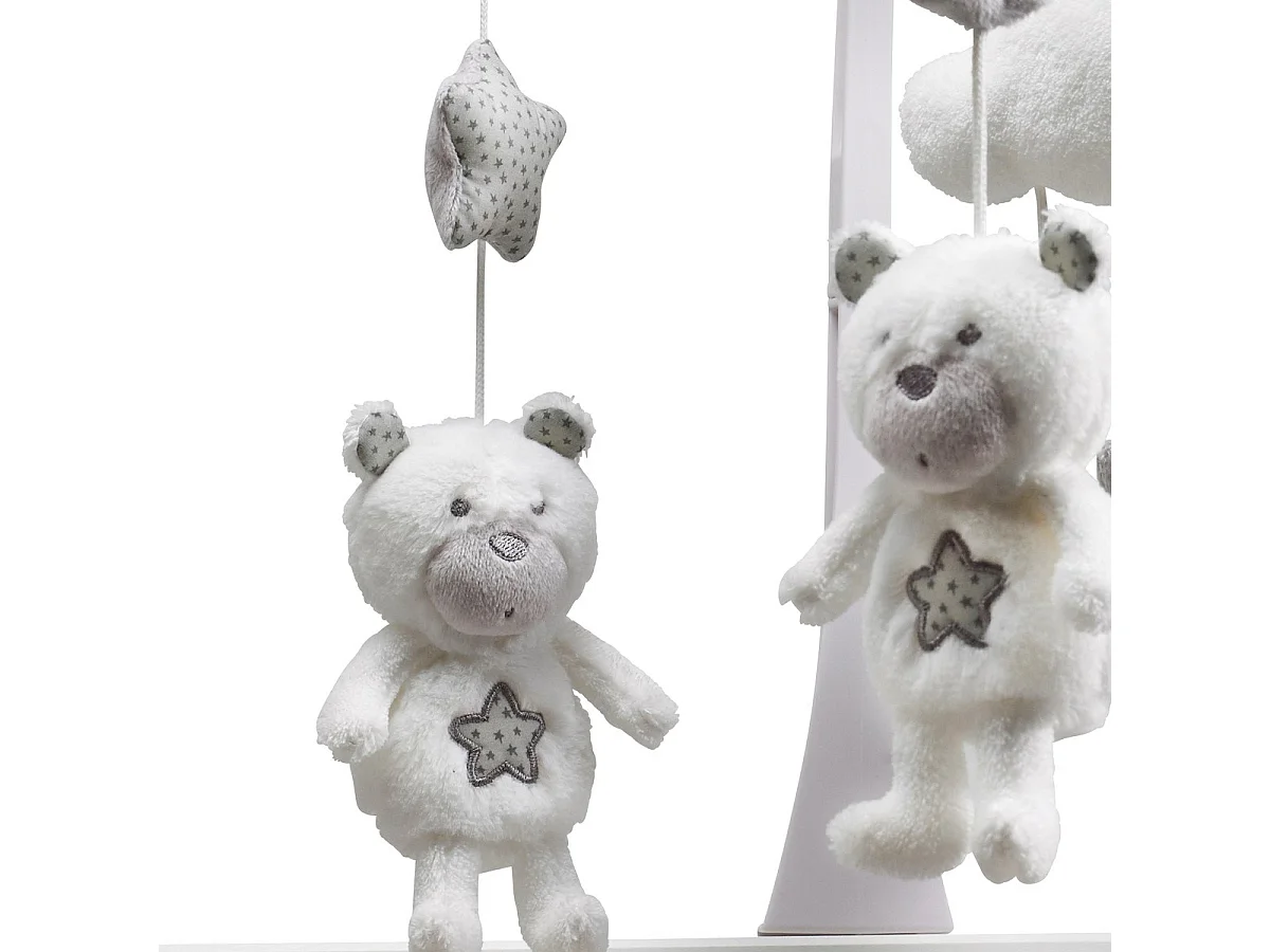 Móvil musical Oso de peluche blanco de poliéster