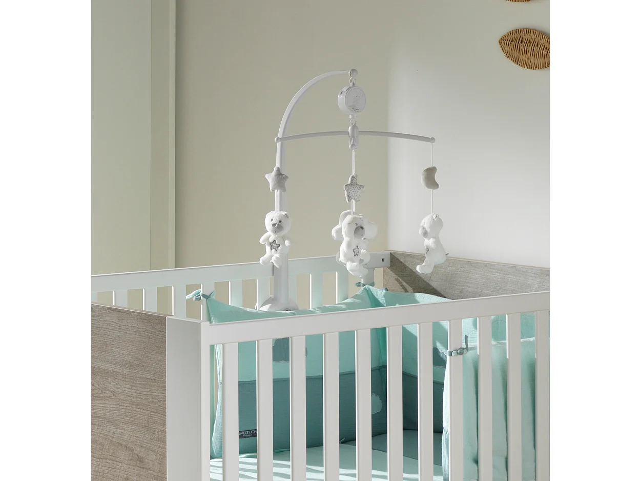 Mobile musical bébé Ours en polyester blanc CELESTE - Sauthon