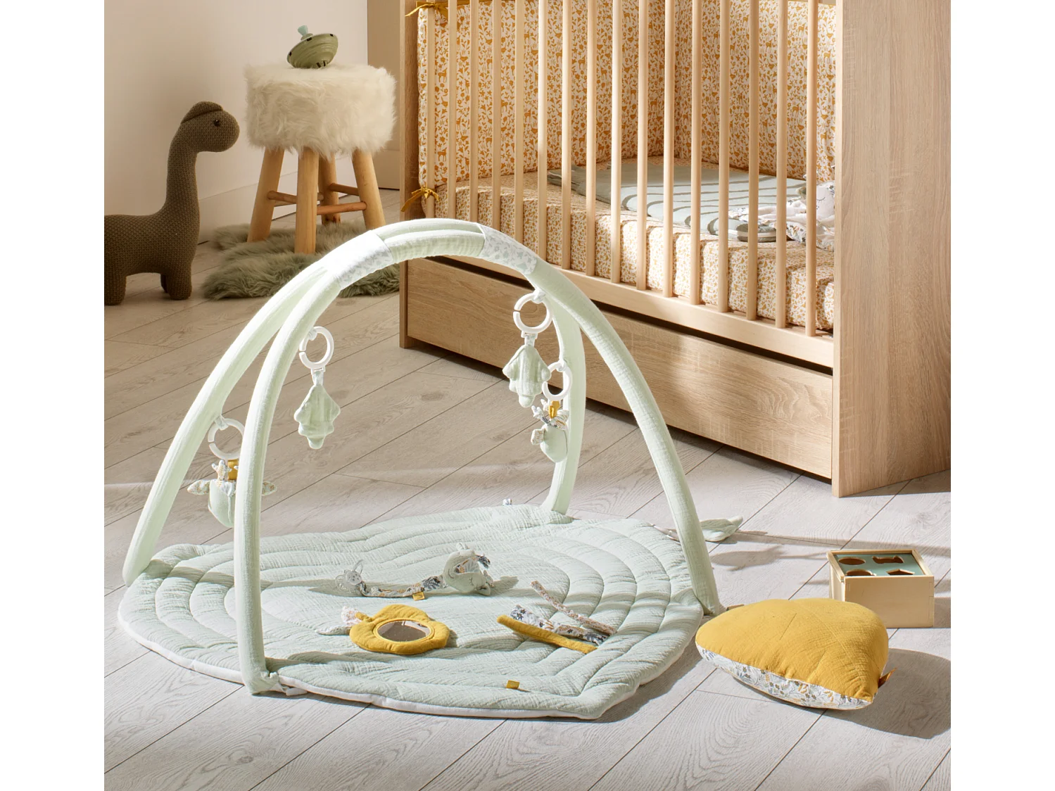 Tappeto attività in cotone verde lime 78x78cm