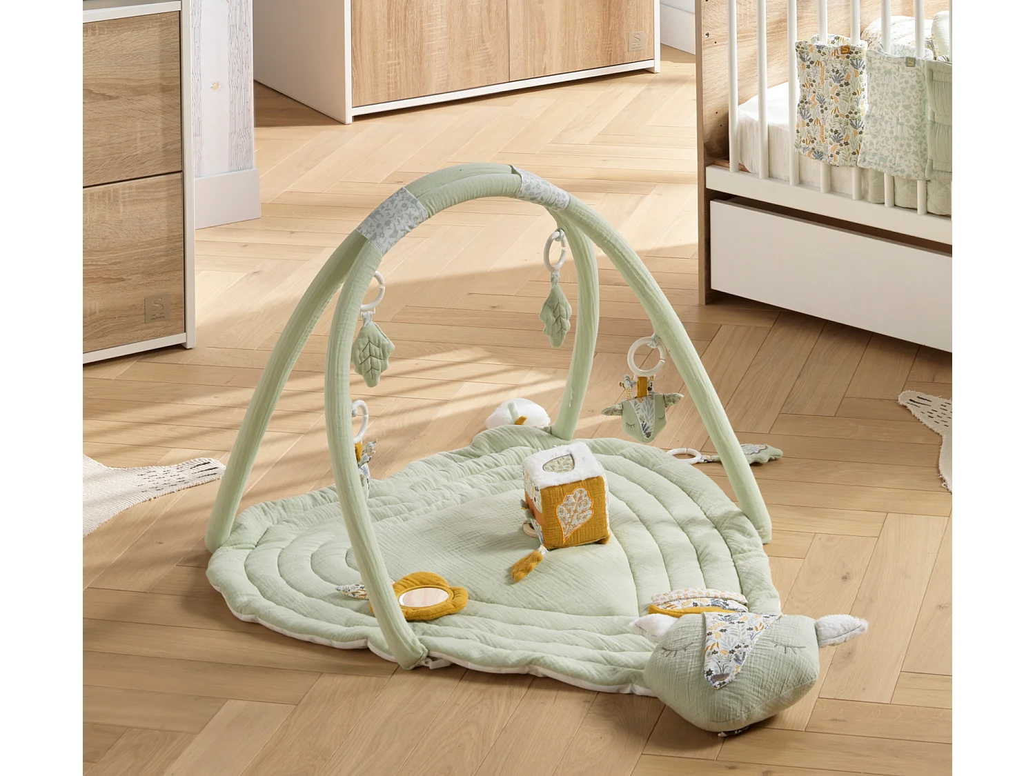 Tappeto attività in cotone verde lime 78x78cm