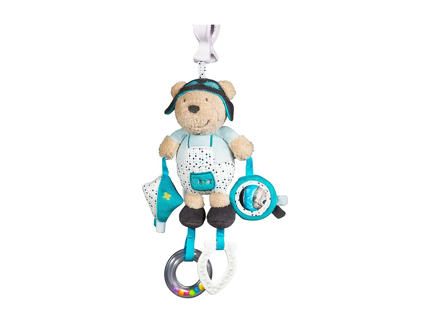 Jouet D'Activites avec pince en velours Bleu LAZARE - Sauthon