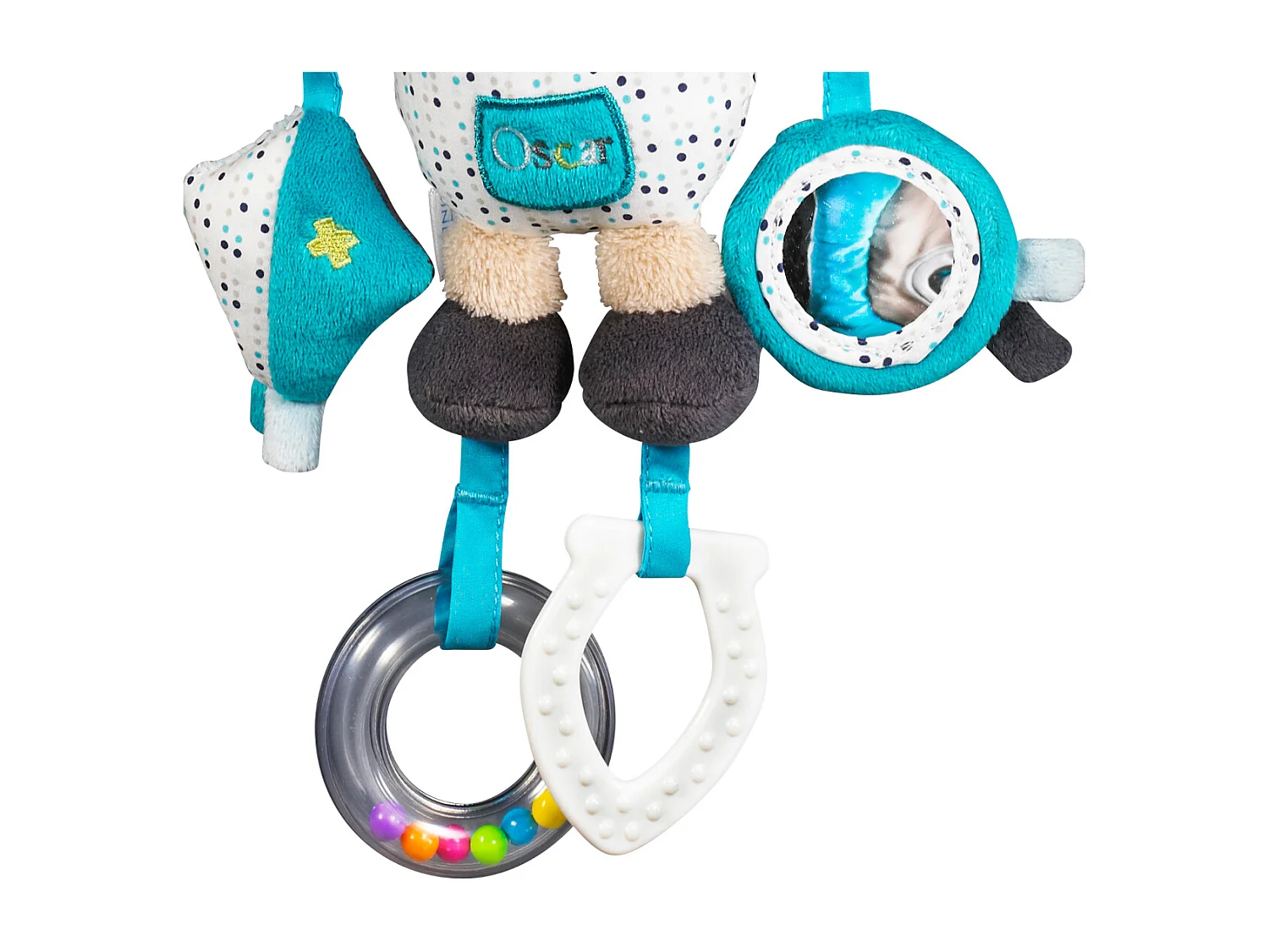 Giocattolo di attività con clip in velluto blu